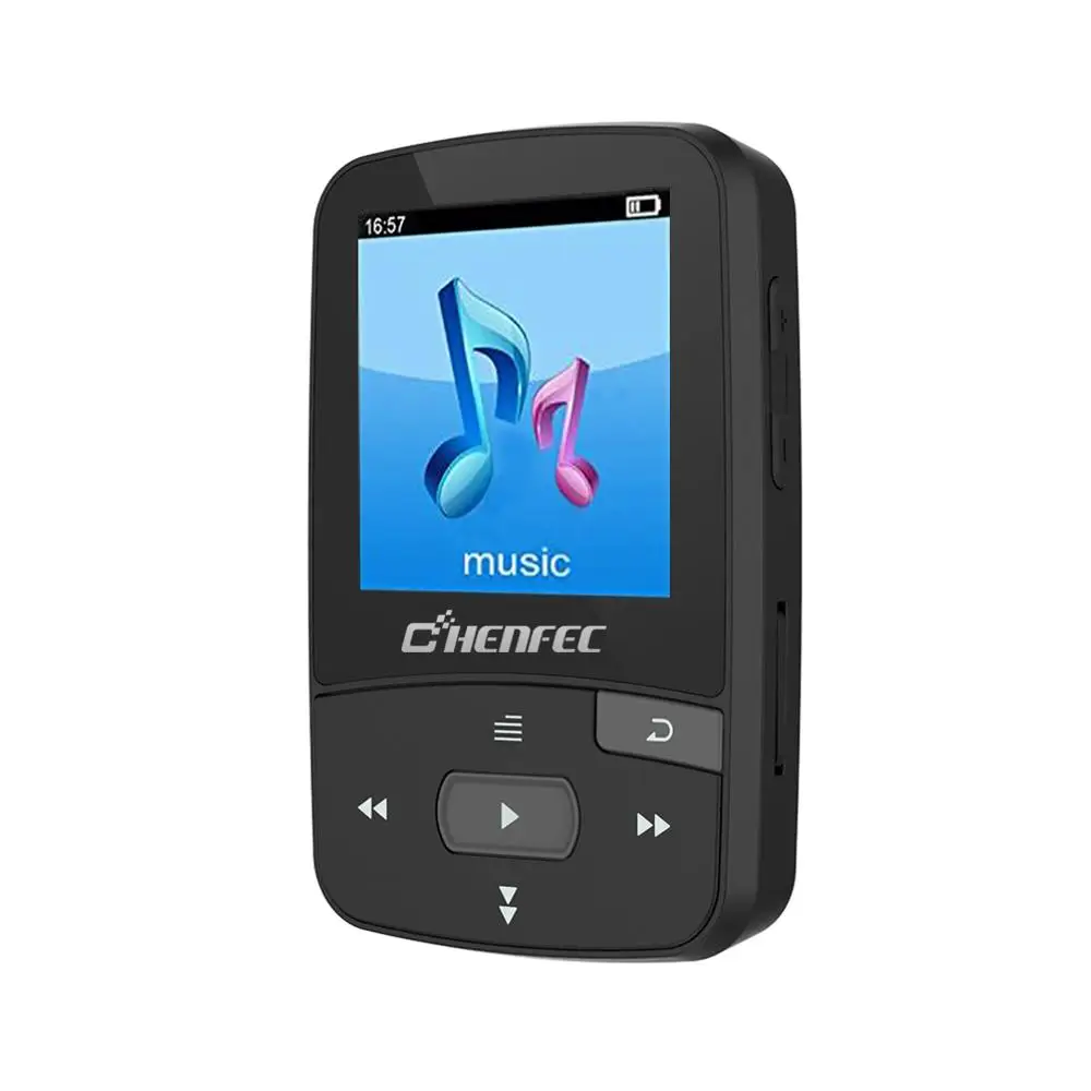 Клип MP3 плеер 16 Гб Профессиональный Bluetooth 4,0 Mp3 плеер Спорт время дисплей FM радио и Pedomater HIFI музыка Walkwan - Цвет: Черный