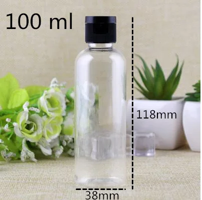100 ml 50 шт. 10 50 80 100 мл прозрачный Пластик флакон духов ничуть Черный Флип верхнюю крышку пустые косметические контейнеры - Цвет: 100 ml