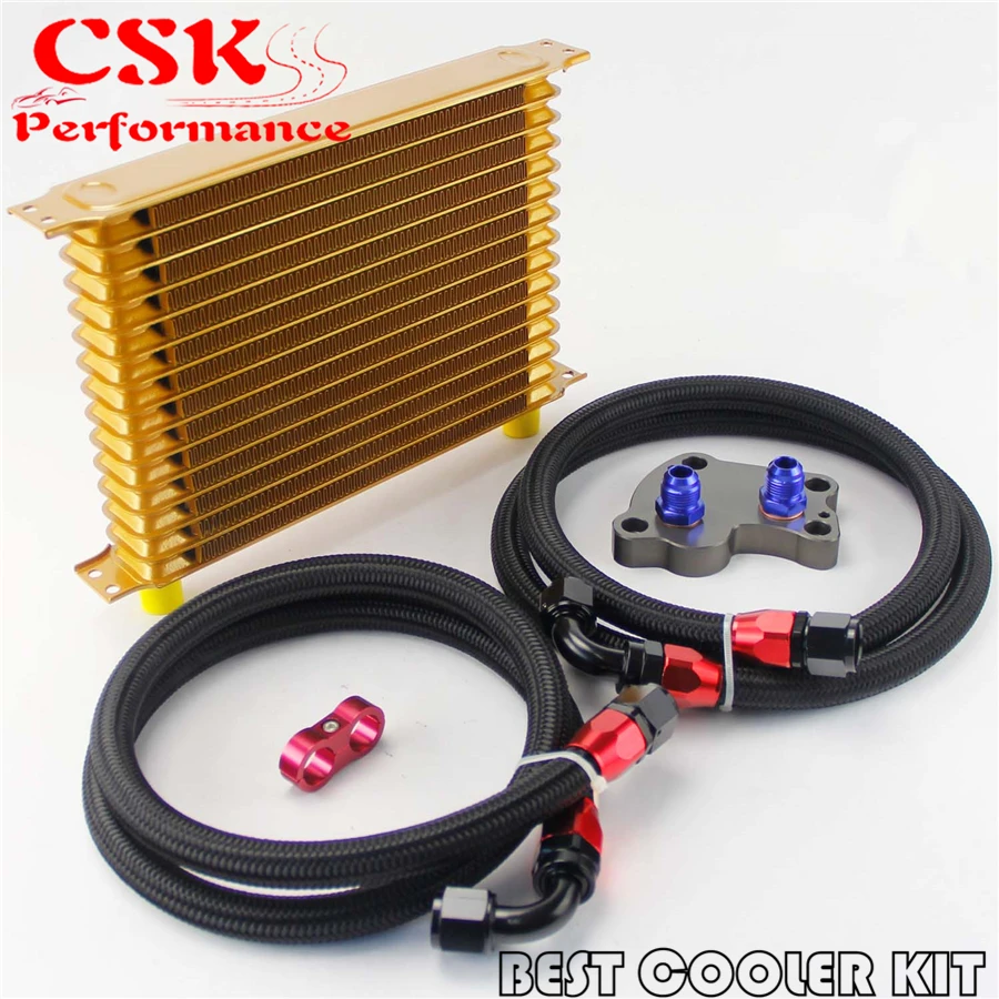 AN10 15 ряд Trust масляный кулер комплект Подходит для BMW Mini Cooper S R53 Supercharger Gold|oil cooler