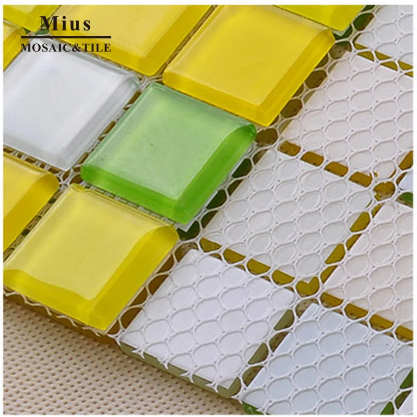 

Green yellow mix crystal glass mosaic tile pattern