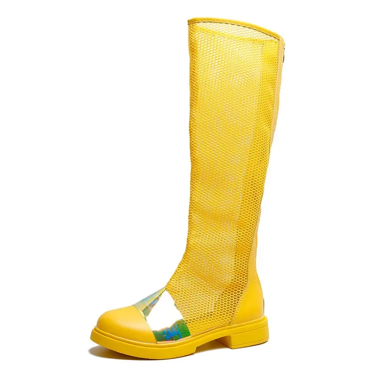 Летние женские ботинки; zapatillas mujer; теннисные сетчатые Сапоги выше колена на платформе; Botines Mujer; коллекция года; Женская дышащая обувь на плоской подошве в стиле хип-хоп