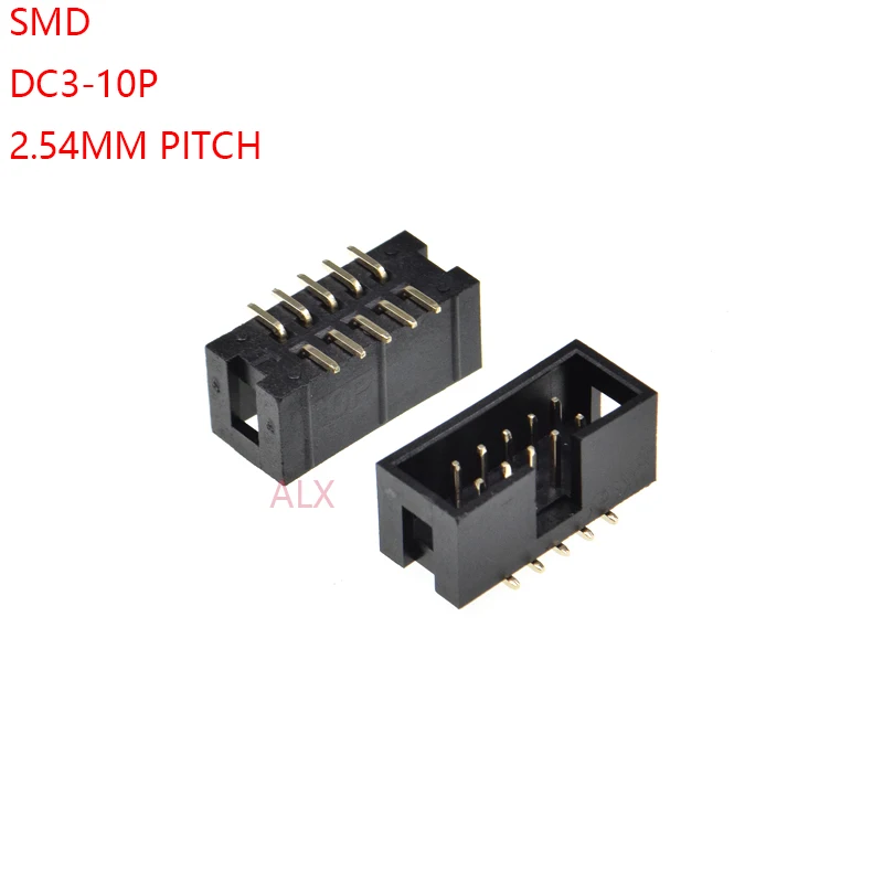 10 шт. SMT PIN 2 54 мм Шаг гнездо прямой idc коробки заголовки PCB разъем двойной ряд SMD 2x5PIN