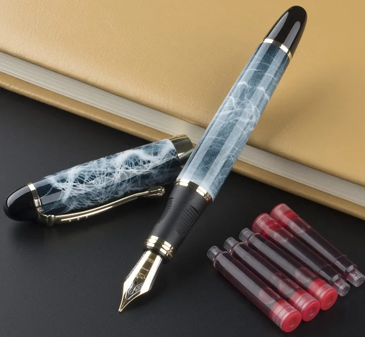 Jinhao 450 перьевая ручка полностью Металлическая Золотая клипса роскошные ручки Jinhao X450 0,5 мм Средний наконечник Бизнес Офис школа+ набор чернил - Цвет: 10