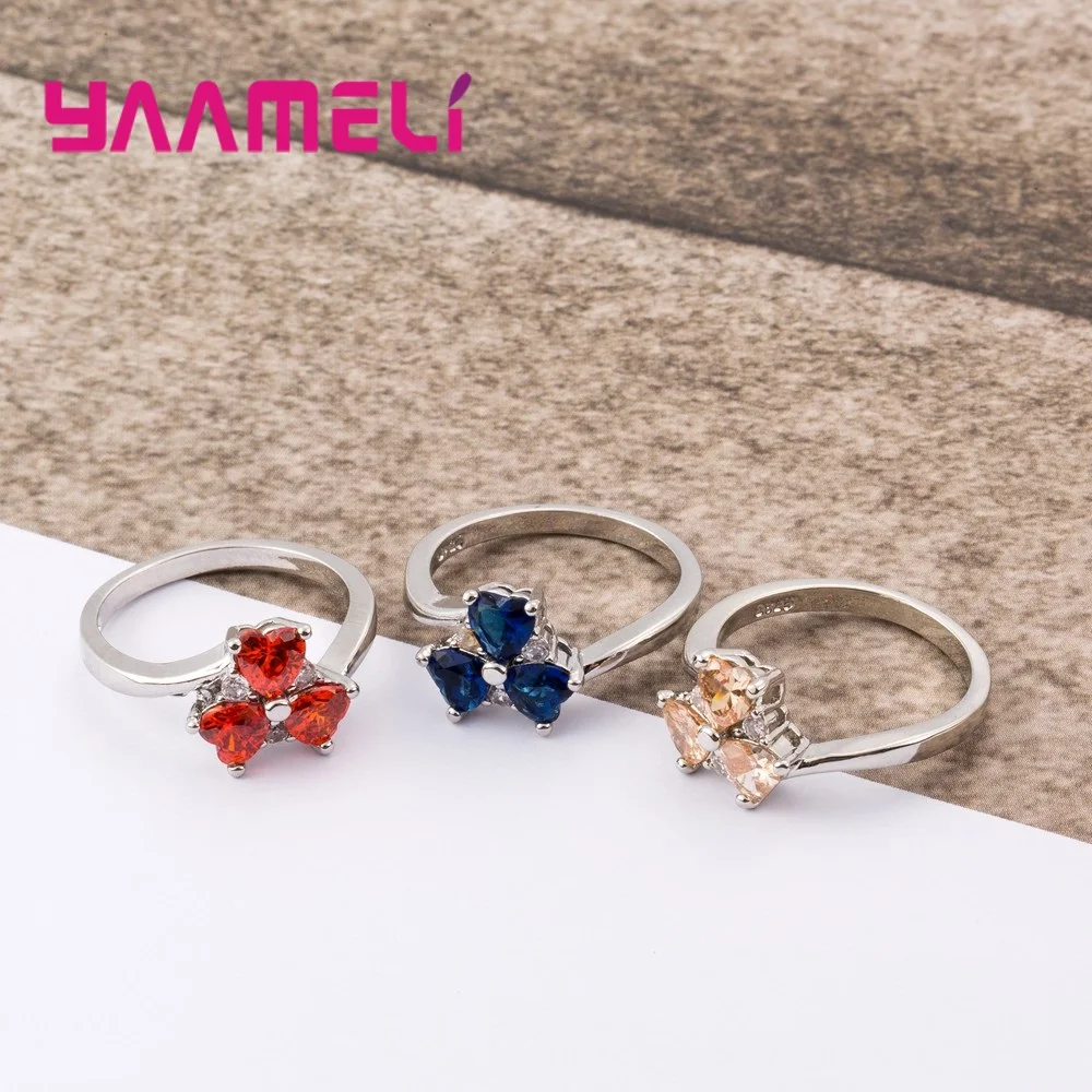 

Romantic Engagement Wedding Finger Rings Jewelry 925 Sterling Silver Color Micro Inlay Cubic Zirconia Stone Rings