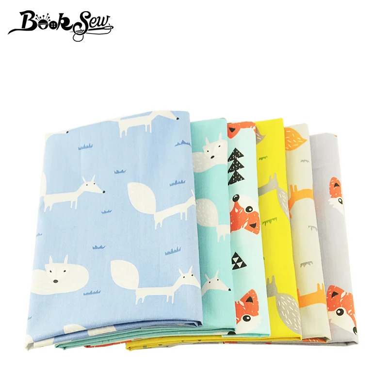 Booksew 100% хлопчатобумажная саржевая ткань 6 шт./лот 40 см x 50 домашний текстиль