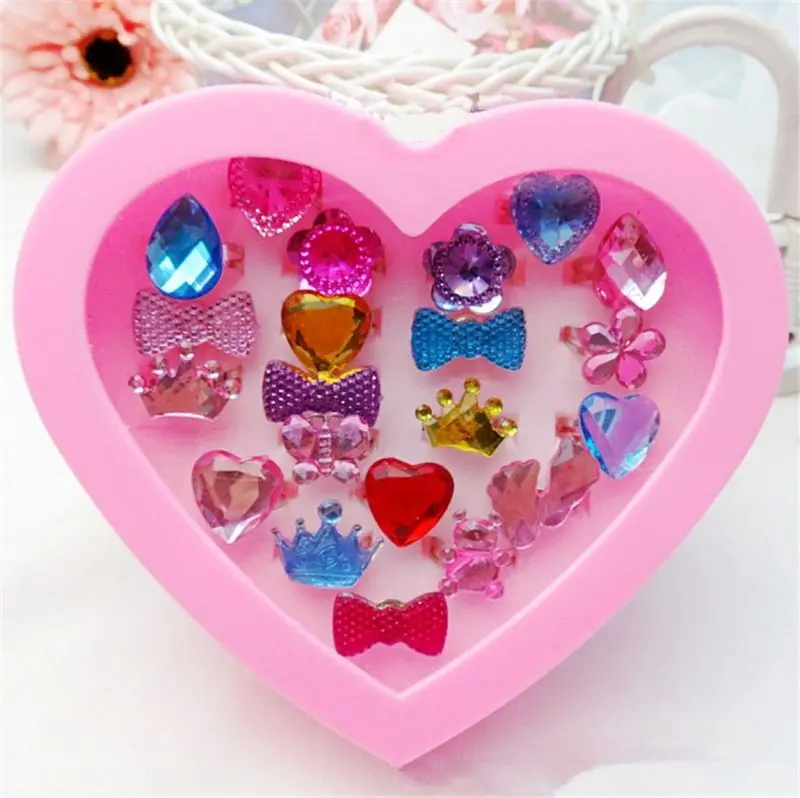 1 коробка модные регулируемые кольца с драгоценными камнями вечерние принцесс