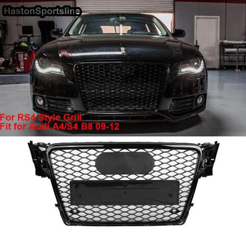 Автомобильный Стайлинг 2009~ 2012 A4 RS4 S4 Sline черная эмблема передний бампер сетка решетка решетки для Audi A4 S4 RS4 S линия