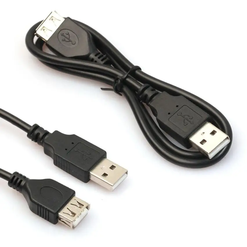 MOSUNX 1 шт. 2ft/60 см черный USB Мужчин Женский Расширение Extender данных M/F адаптер кабель