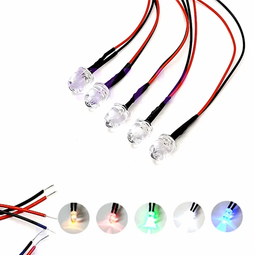 

100Pcs 3V 5V 6V 9V 12V 24V 36V 48V 110V 220V Clear 10mm LED With 20cm Red&Black Wire, Light=Orange, Pink, Purple