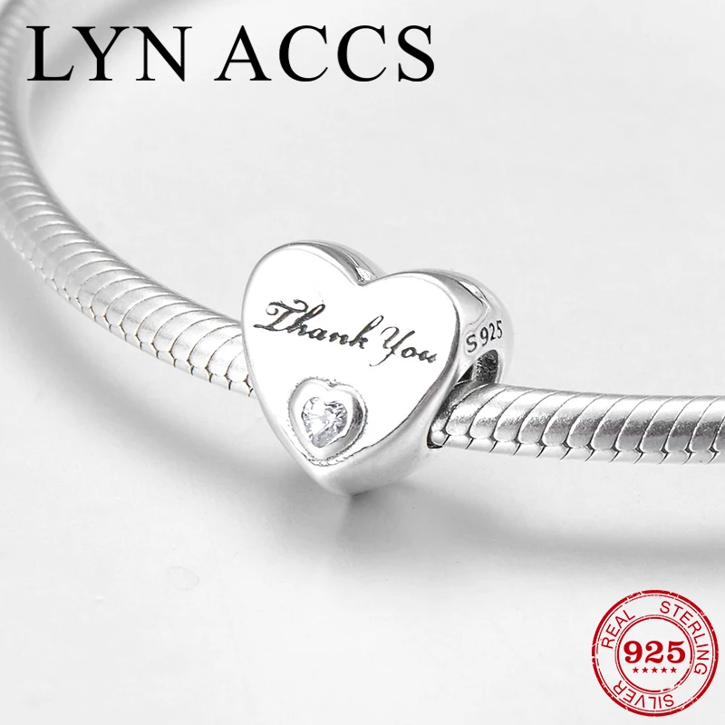 Thanksgiving gift 925 Sterling Silver clear CZ fine Letter THANK YOU Beads Fit Original Pandora Charm Bracelet Jewelry making | Украшения и