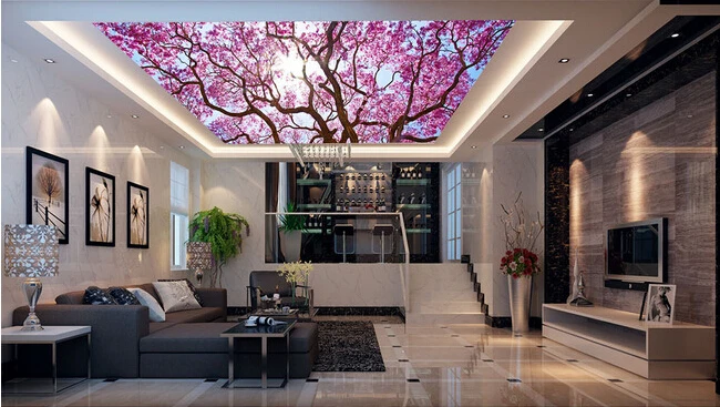 Новейшая объемная большая роспись на заказ красивые фрески с цветами фоновые