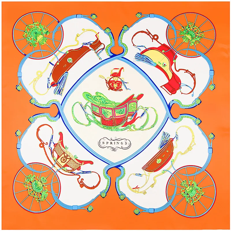 

100cm*100cm 2018 New Luxury Brand Women Silk Scarf Twill Print Turban fashion women Headband Large Hijab Square Scarf Shawl