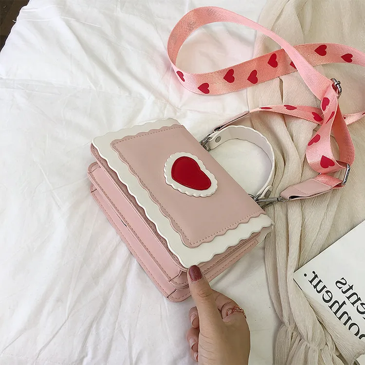 Pink TOYOOSKY/Модная женская сумка на плечо в японском стиле из искусственной кожи, сумка через плечо с милым сердцем, съемные портативные сумки для девочек - Цвет: Pink