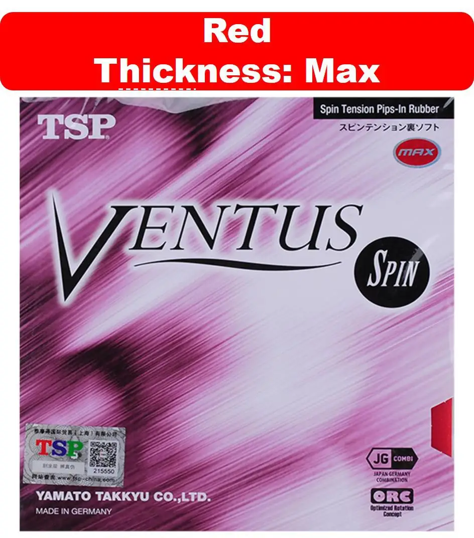 Tsp Ventus Spin/мягкий/основной настольный теннис резиновые пипсы с пинг понг губка Быстрая атака - Цвет: max red