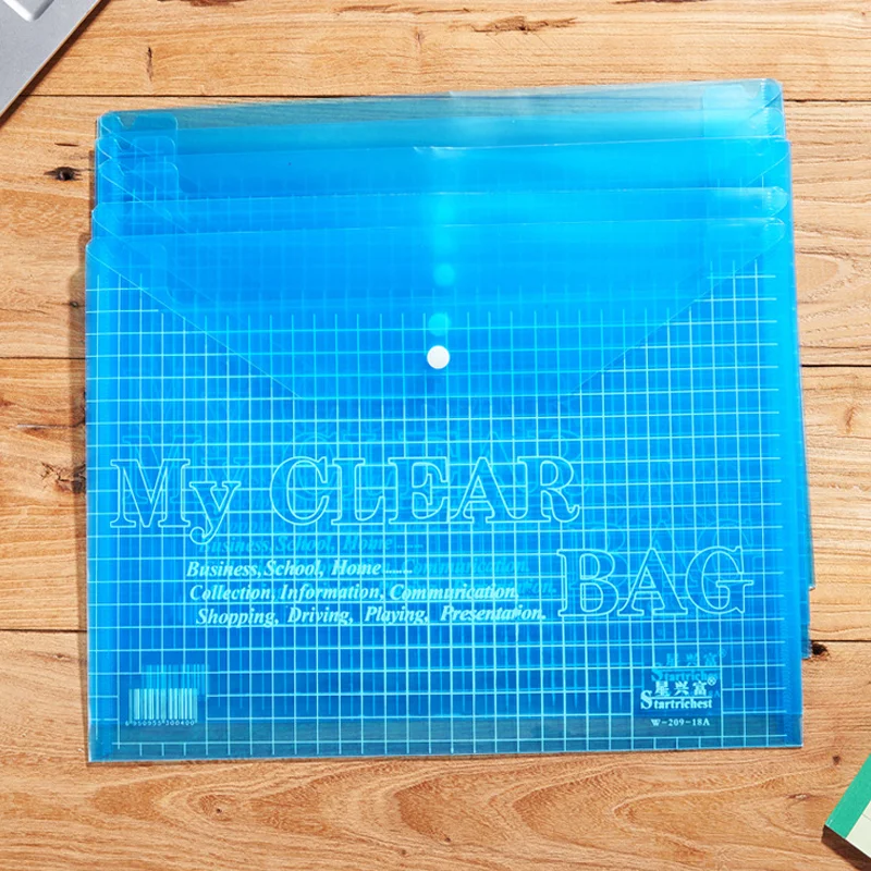 

1PC Plastic Waterproof Document Bag Solid Striped Grid File Folder Portable Folder Organizer School Office Stationery Supplies