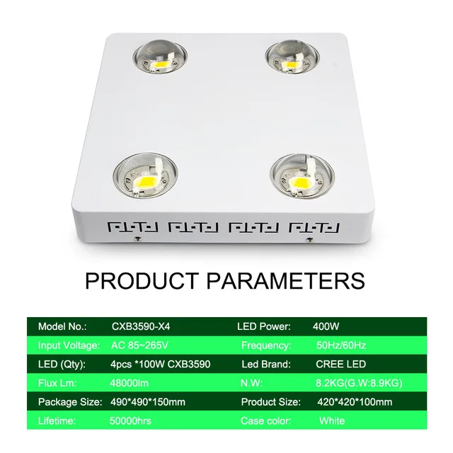 CXB3590-X4 Dimmable Полный спектр COB светодиодный светильник для выращивания CREE CXB3590 200 Вт 26000лм = HPS 400 Вт лампа для выращивания комнатных растений панельный светильник ing - Испускаемый цвет: CXB3590-X4