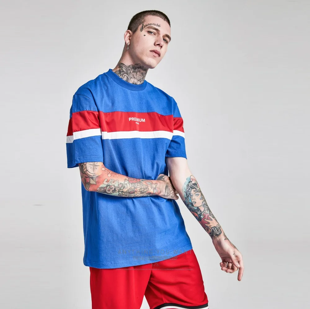 2019 Лоскутная футболка с буквенным принтом мужская хлопковая модная повседневная