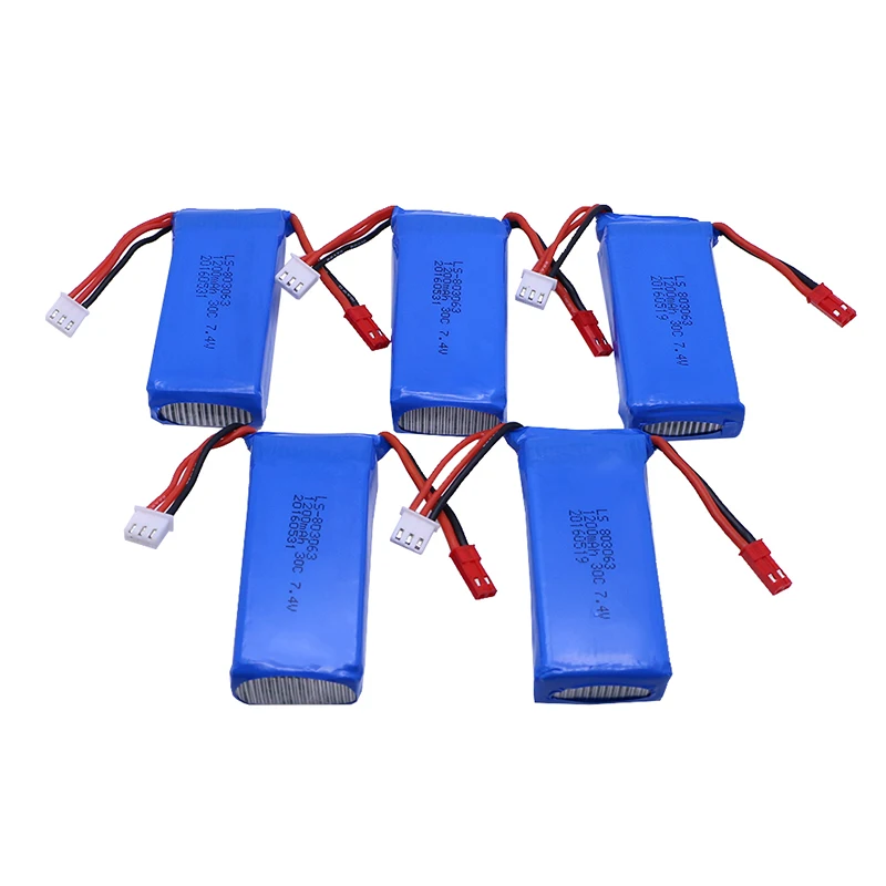 5 шт. Литий Полимерный Аккумулятор 7 4 в 1200 мАч для V333 YiZhan Tarantula X6 WLTOYS V262 вертолет на