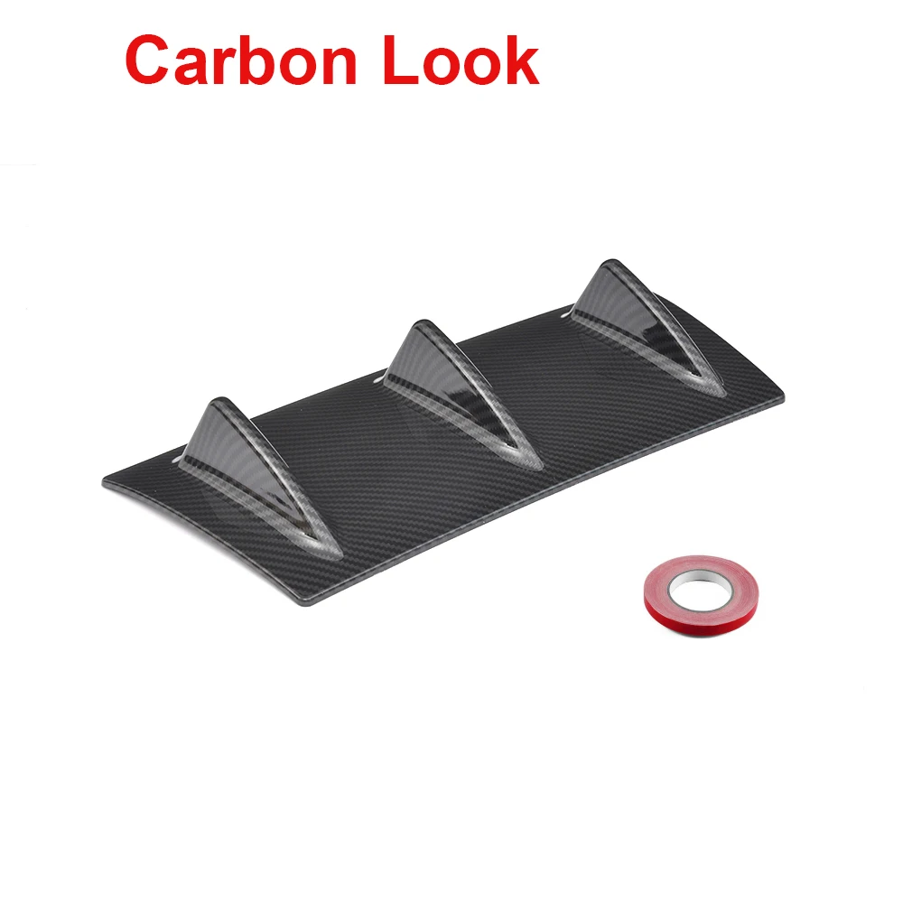 Carbon 3 Fin Универсальный задний бампер для губ Диффузор 5 3 Плавник "Акулий Плавник" Карбон глянцевый черный распылитель АБС надрезаемая подкладка, abs Пластик - Цвет: Carbon 3 Fin