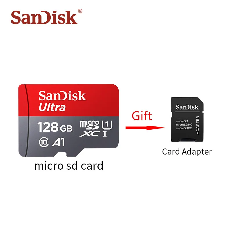 128GB with adapter Карты памяти SanDisk 32gb класса 10 Micro SD карты 128gb Microsd TF карты tarjeta Micro sd Оригинальная карта памяти 64gb Cartao de Memoria 16g - Емкость: 128GB with adapter