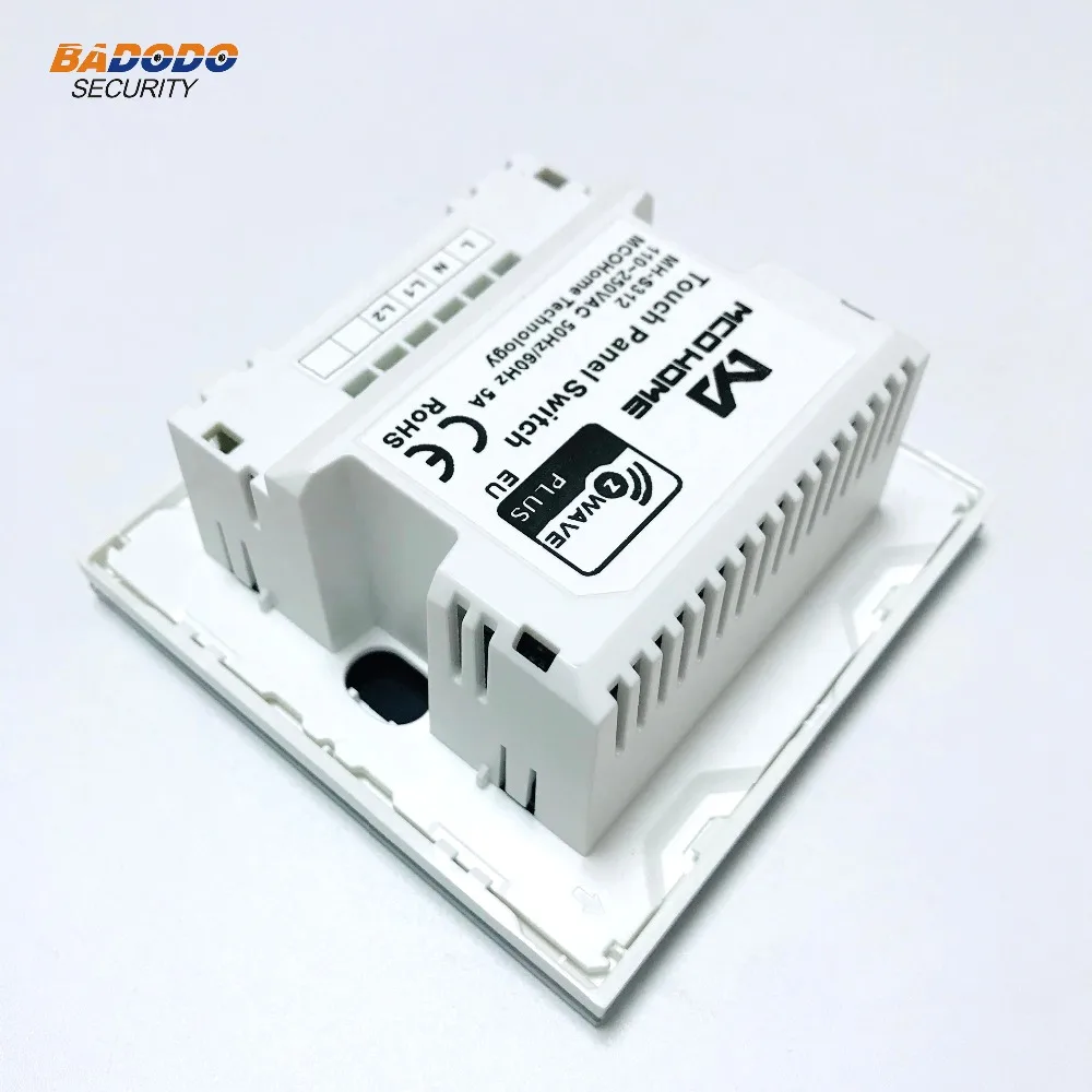 Z-Wave Plus MCO домашняя стеклянная Сенсорная панель Выключатель питания EU868.42MHz 2 банды два реле включения/выключения MH-S312 для управления ламповым светильник