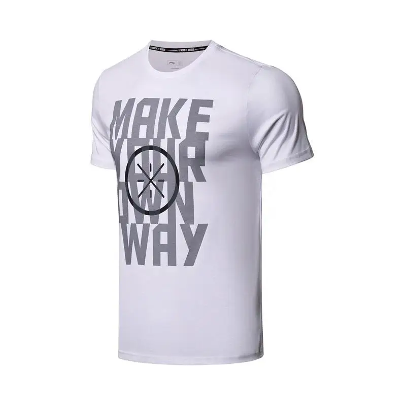 Li-Ning Мужская серия WADE Джерси дышащая 73% хлопок 27% полиэстер подкладка Обычная посадка спортивные футболки футболка AHSN493 CJAS18 - Цвет: AHSN493-2H