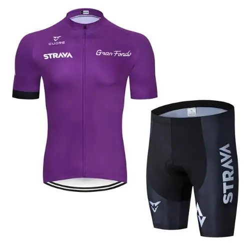 02 Летняя команда Strava фиолетовая одежда для велоспорта Джерси Ropa велосипед для мужчин Pro велосипедные майки Велоспорт гелиевая Подушка шорты наборы - Цвет: 02
