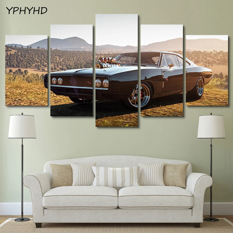 YPHYHD 5 шт. 1970 Dodge Charger RT холст картина картины модульная печать художественное