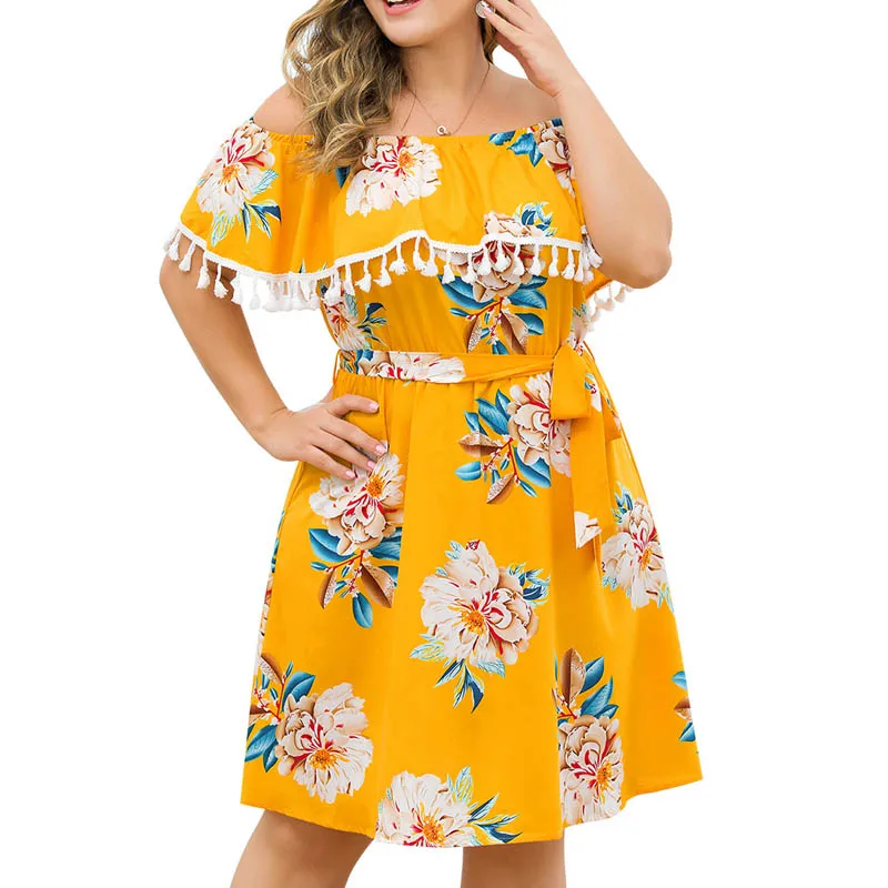 Летнее платье женское большого размера объем груди 138 см 5XL 6XL 7XL 8XL Платье желтый