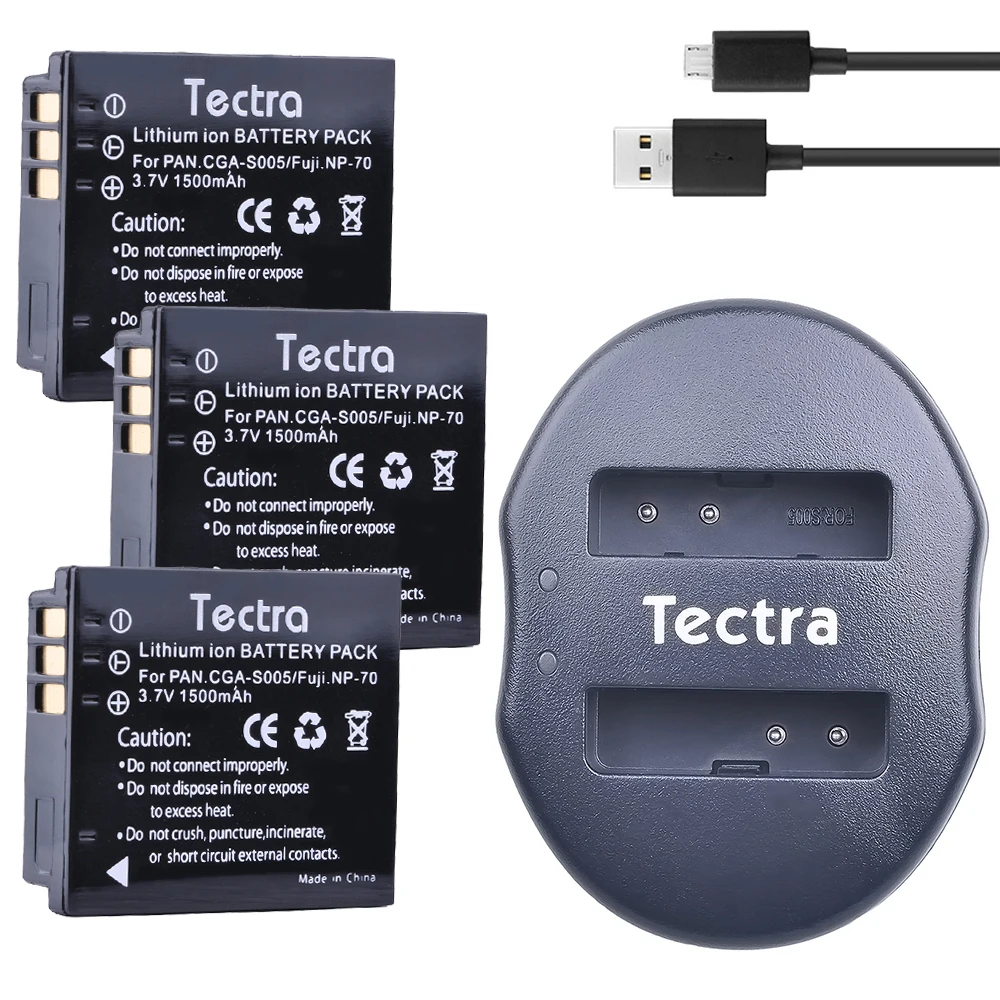 Внешняя Аккумуляторная Батарея Tectra 3 шт. и двойное зарядное устройство USB для
