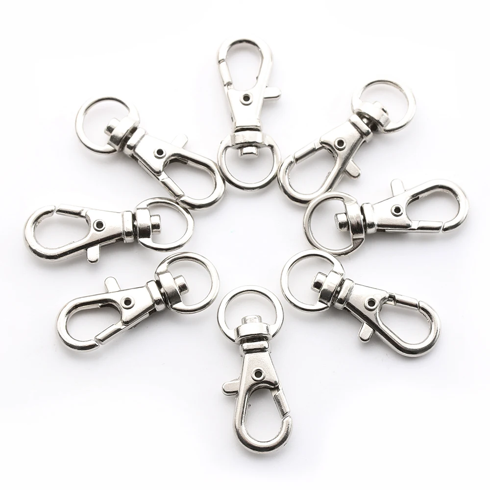 

10 Pcs/Pack 32mm Swivel Lobster Clasp Clips Hook Keychain Split Key Ring Decoration Desk Sets School Stationery Office Supplies