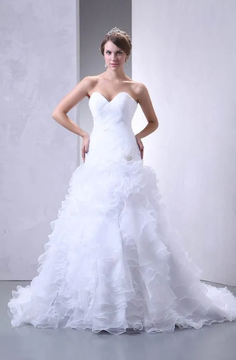 2017 реальные фотографии милое ТРАПЕЦИЕВИДНОЕ свадебное платье плиссированные