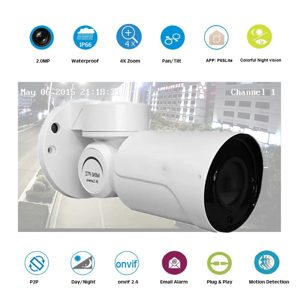 Starlight POE 4X Zoom 1080P 2MP PTZ IP камера безопасности на открытом воздухе Plug and Play|Камеры