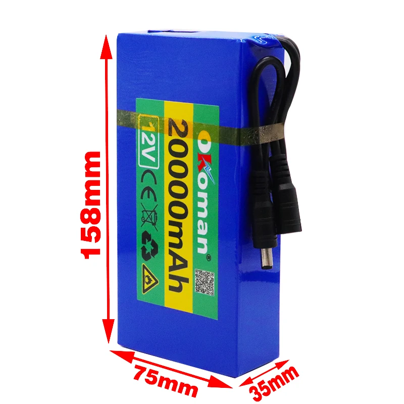 Okoman перезаряжаемый переносной аккумулятор 12v 20000mAh комплект литий ионных батарей