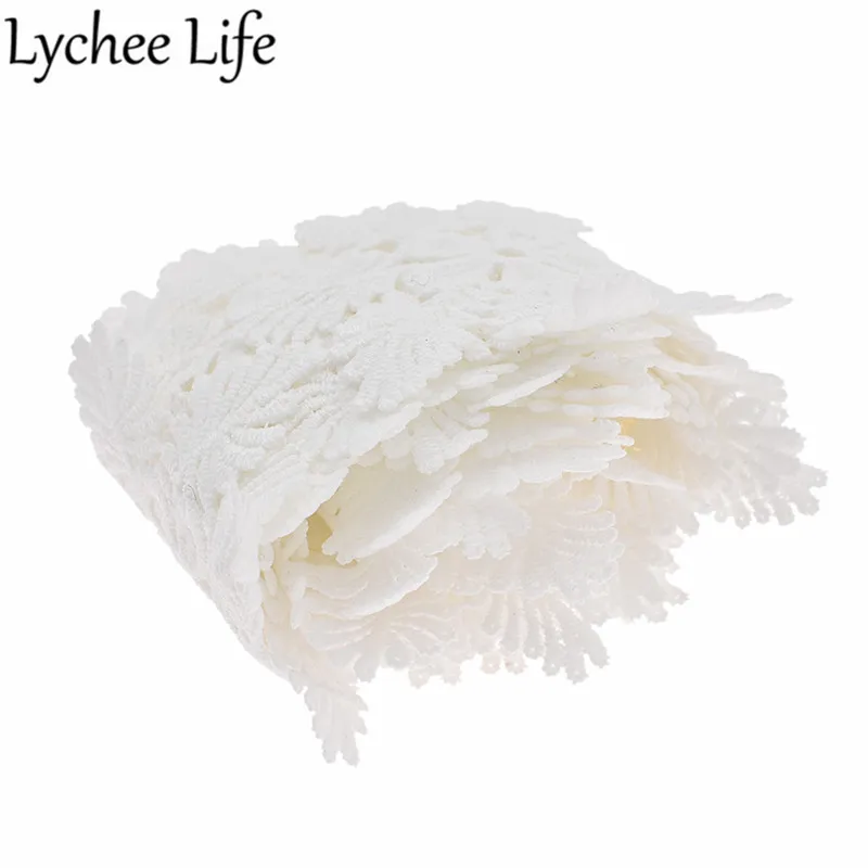 Lychee Life Снежинка вышитые кружева 2 ярда молочного шелка кружева DIY ручной работы швейная одежда платье Декоративные принадлежности аксессуары