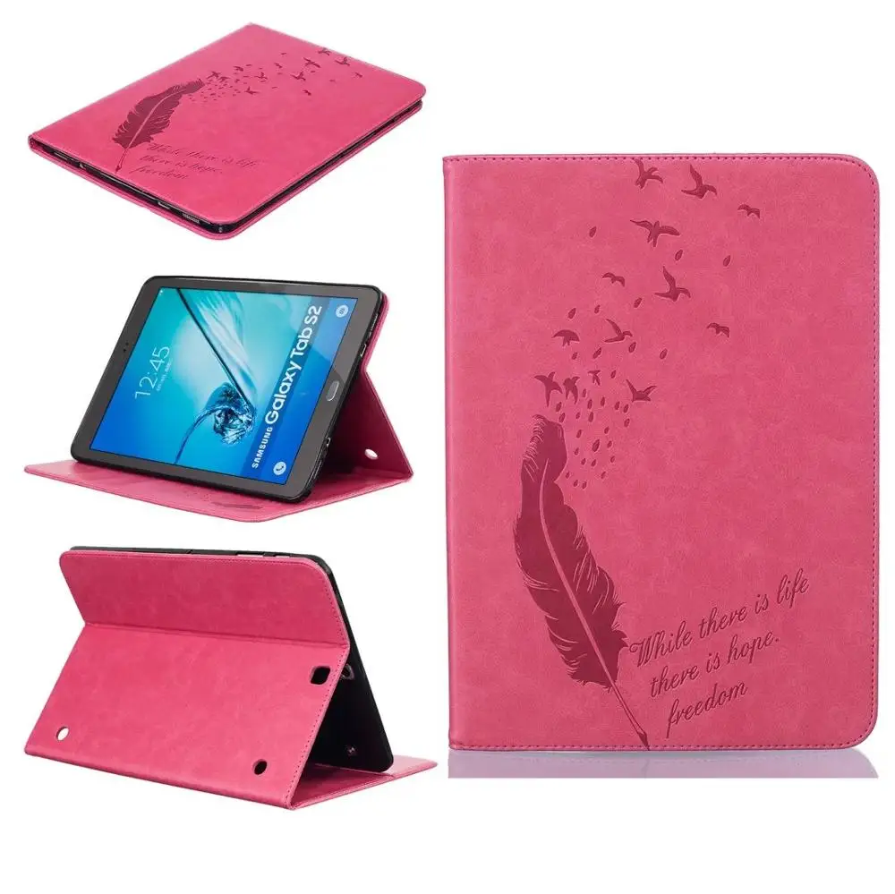Чехол для Samsung T550 T555 9." дюймов дюймовый Роскошный кожаный чехол планшет кобура чехол Складная подставка Tablet чехол для samsung T550 - Цвет: Розовый