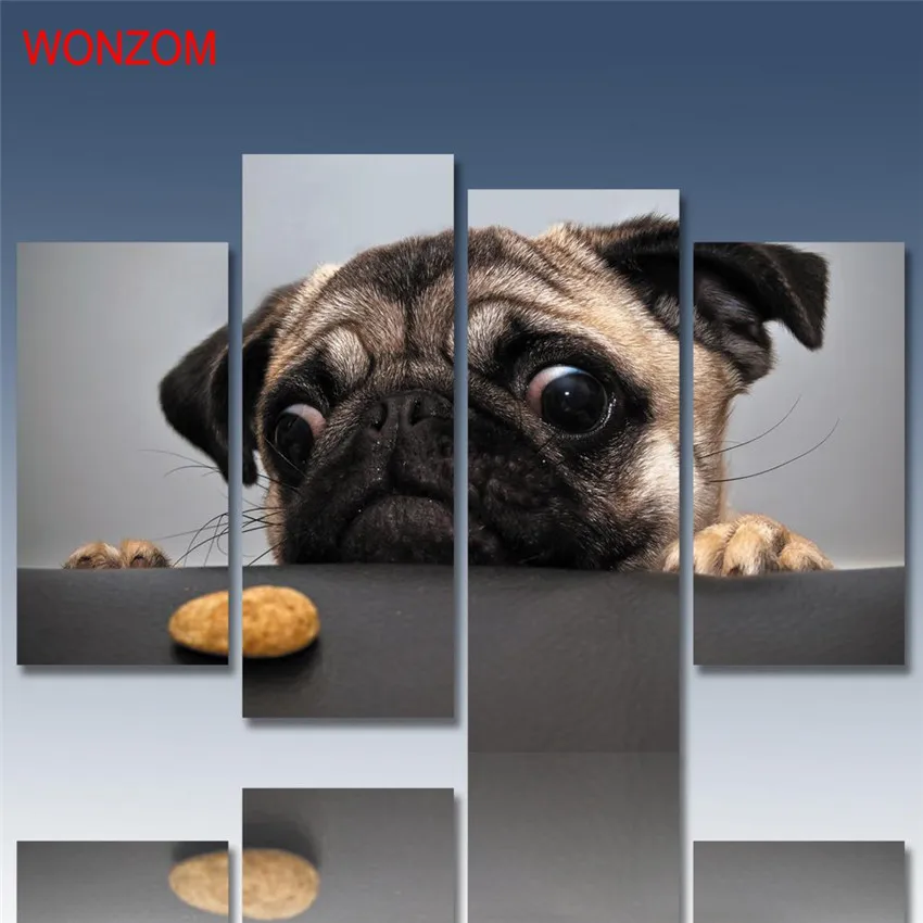 Милый мопса парусина печать современная живопись на холсте модульные фотографии