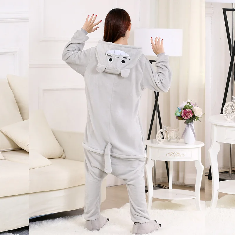 XXL Размер мультфильм Тоторо Onesie для женщин и мужчин пижамы ночной костюм набор