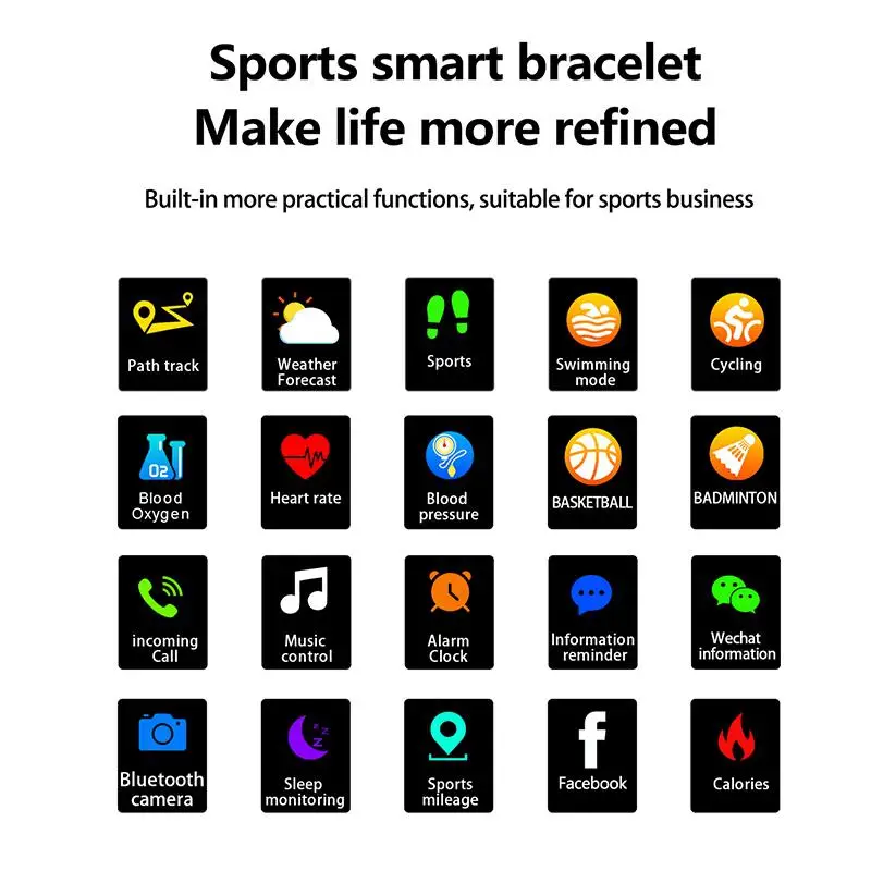 

HobbyLane F15 Smart Bracelet Smartband Sphygmomanometer Fitness Tracker Big Screen Fast Rotate Pictures Share Smart Bracelet d35