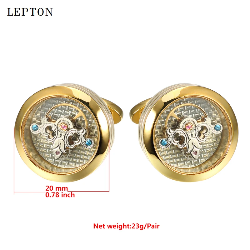 Запонки Lepton мужские с турбийоном изысканные механизм для свадебных наручных