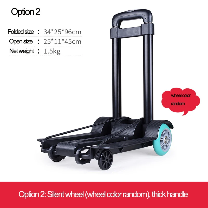 Option2 Silent wheel Ручная Тяговая тележка для багажа на колесиках для пожилых людей и женщин, переносная семейная Мини Складная Тележка для покупок - Цвет: Option2 Silent wheel