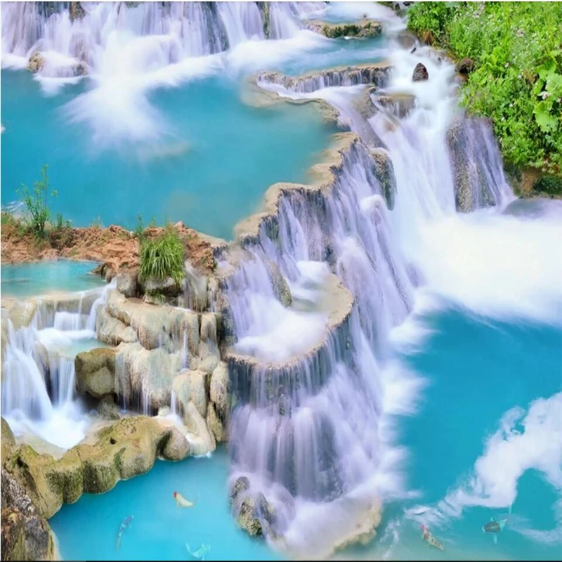 Wellyu индивидуальные Крупногабаритные фрески водопад бегущая вода богатство 3D Пол