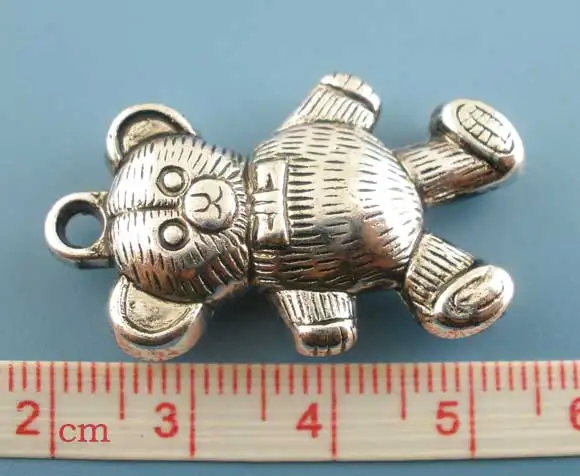Акриловые шармы для подвески Bear silver color 3 4 см (1 3/8 дюйма) x 20 мм (6/8 шт.|charms and