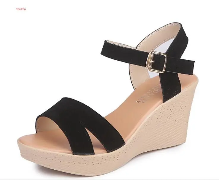 

Summer Suede High Wedges Heel Sandals Fashion Open Toe Platform Elevator Women Sandals Shoes Plus Size Pumps