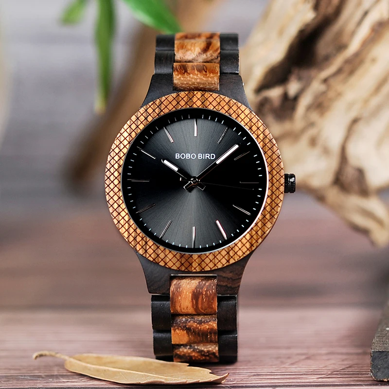Мужские кварцевые наручные часы BOBO BIRD в деревянной подарочной коробке|watches
