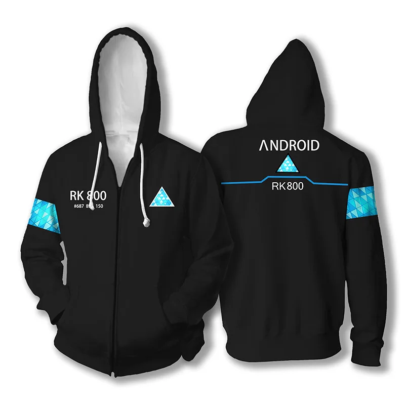 Detroit: Become Human RK800 Connor KARA Cosplay Costumes Hoodies 3D printed zip-up hoodies for men and women sport Sweat | Тематическая