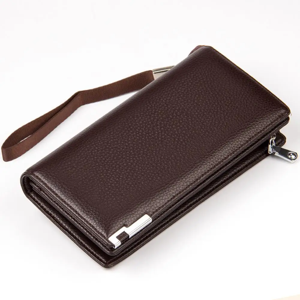 bae007 Brown Мужские кошельки baellerry, длинный из искусственной кожи держатель для карт, высокое качество, молния, карман для телефона, мужской кошелек, Одноцветный, модный мужской клатч - Цвет: bae007 Brown