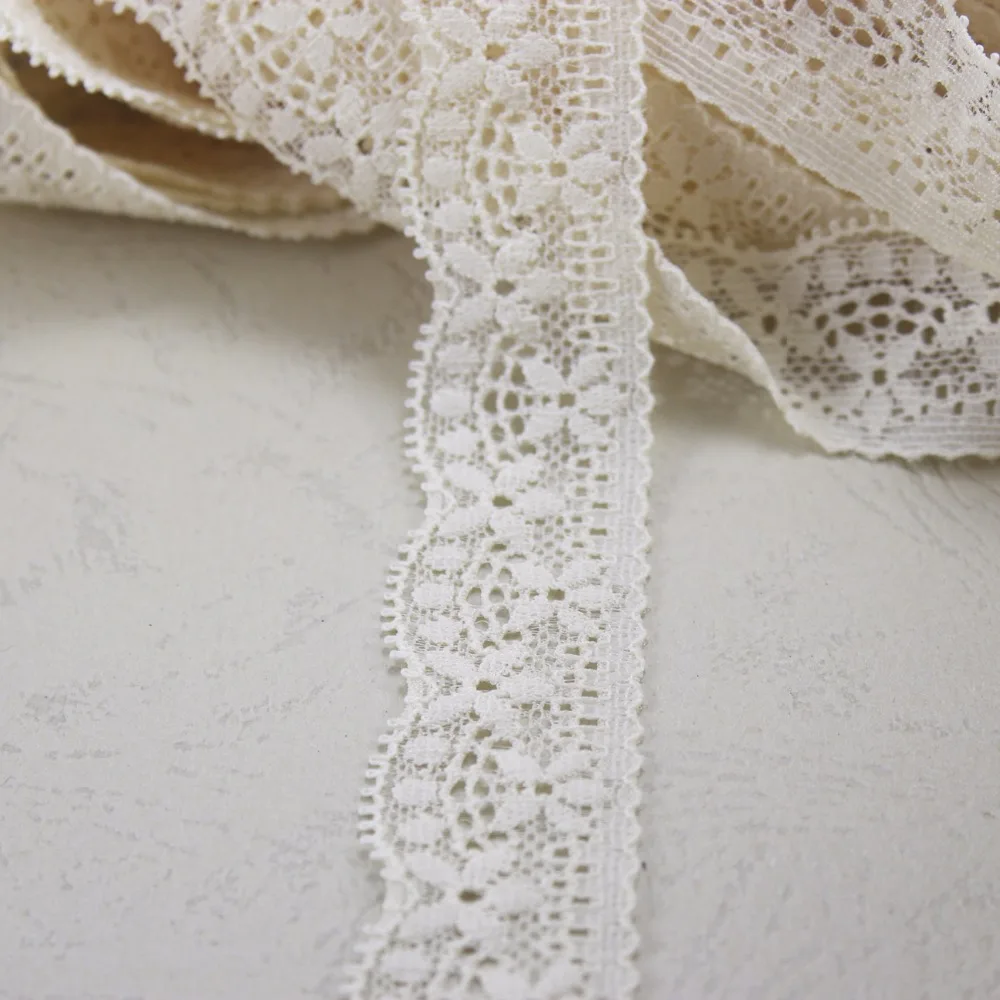 H105 140 ярдов 24 мм ширина крем желтый ремесло эластичный стрейч Кружево отделкой
