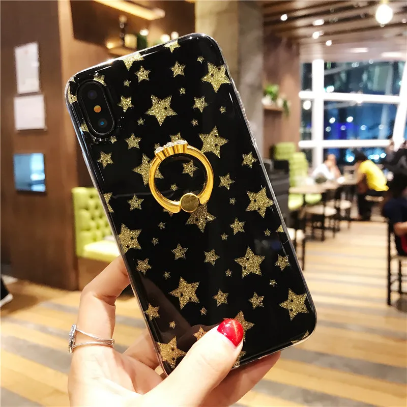 Ainike блестящий чехол для iPhone XR 5SE 6s Plus 7P 8Plus XS MAX 3D мягкая игрушка звезда с подставкой