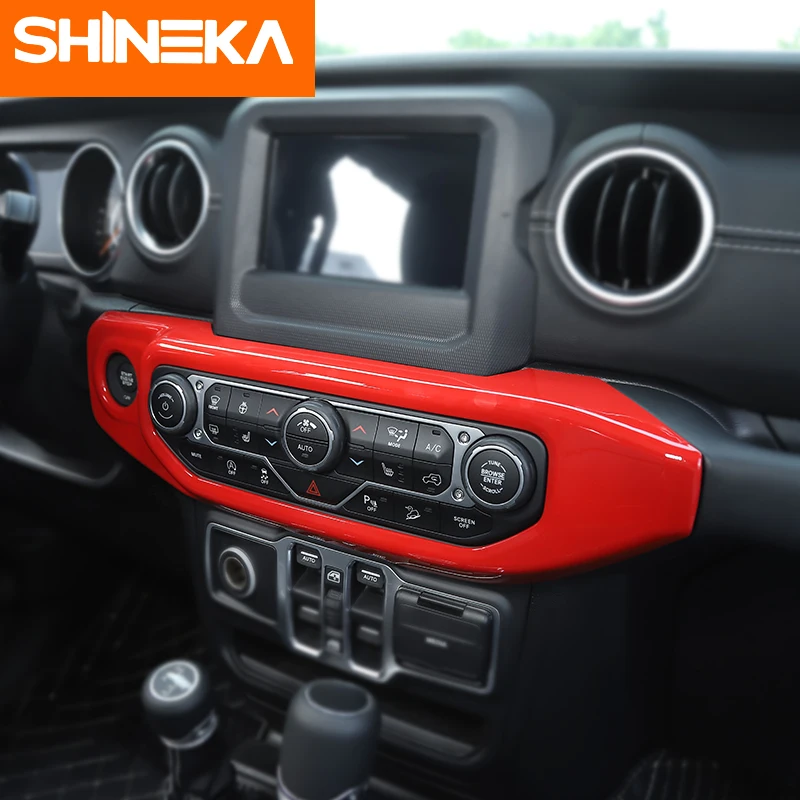 SHINEKA интерьерные молдинги для Jeep Wrangler JL+ панель управления кондиционера Декоративные наклейки аксессуары для jeep JL